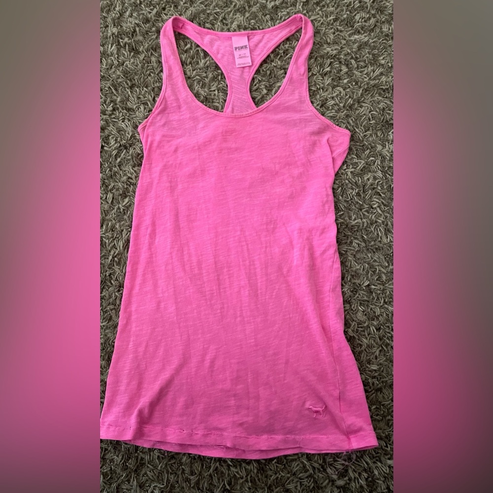 Victoria’s Secret PINK Bright Pink Slightly Weathered Racerback Tank Top XS